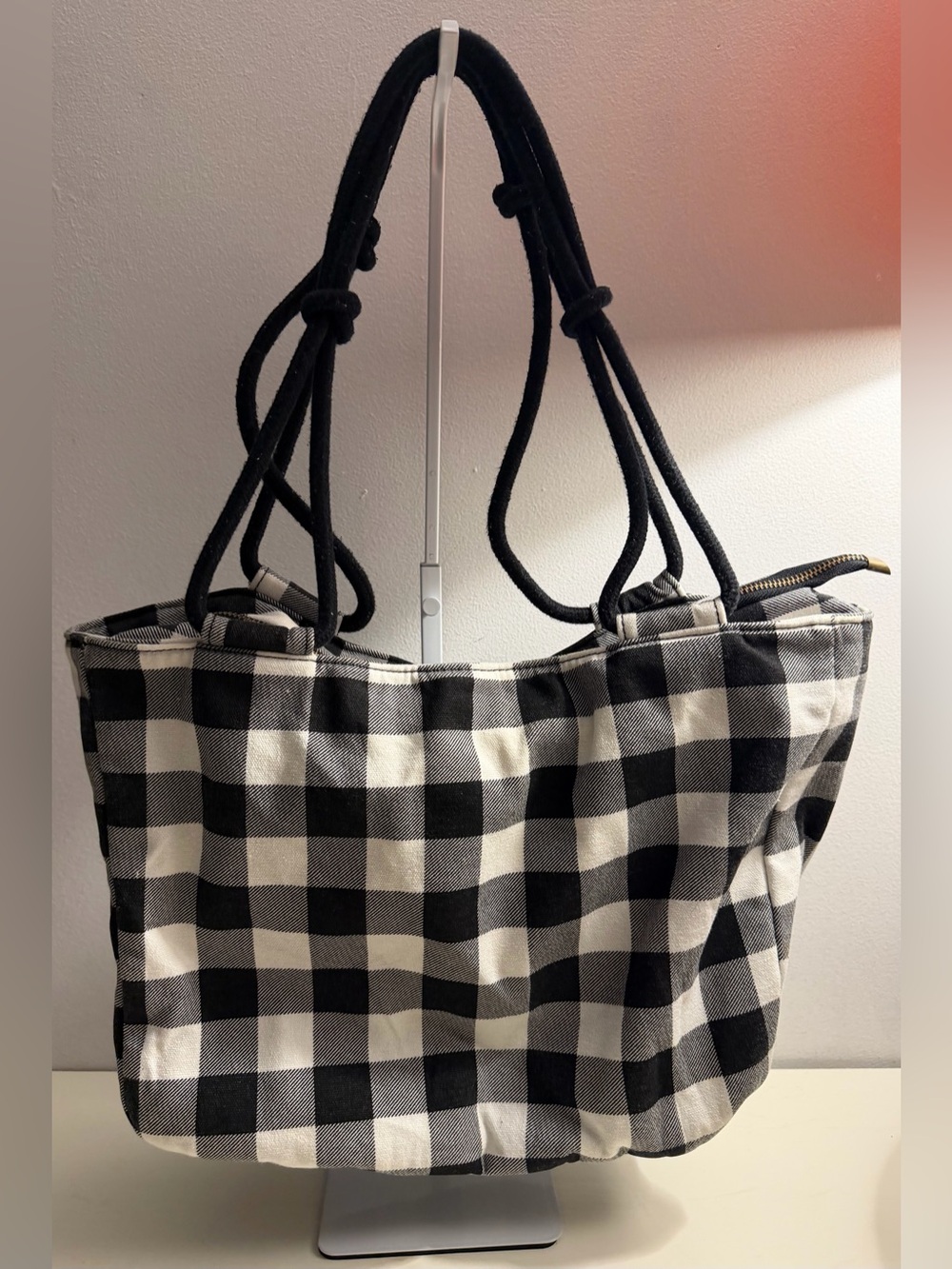 Farmhouse is my Style black and white gingham tote.
